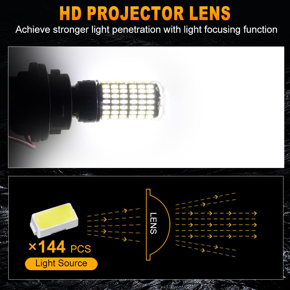 2pcs High Power Car LED Bulbs 1156 BA15S P21W BAU15S PY21W 1157 P21/5W T20 7440 W21W Canbus 144SMD Turn Signal Lamp Brake Reverse Tail Light 12V