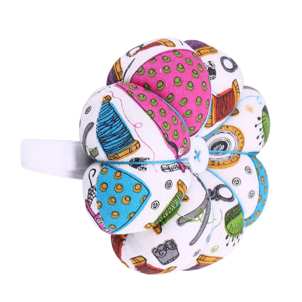 1 pcs Creative Pumpkin Fabric Sewing Needles Pin Cushion with Elastic Wrist Belt