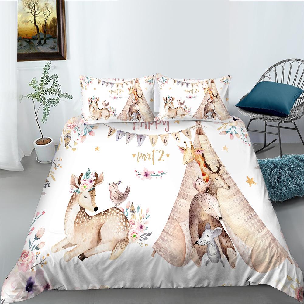 Cartoon Dinosaur Series Quilt Cover Pillowcase Two Or Three-Piece Set Polyester Digital Printing Can Be