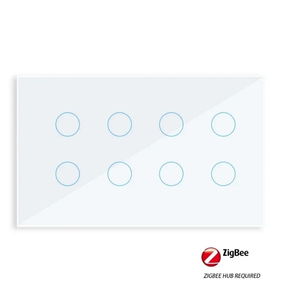 Melery Zigbee Smart Lichtschalter Wandmontage Touch 8/10fach Glasplatte mit Alexa Google Home (Hub Erforderlicher Signalverstärker)
