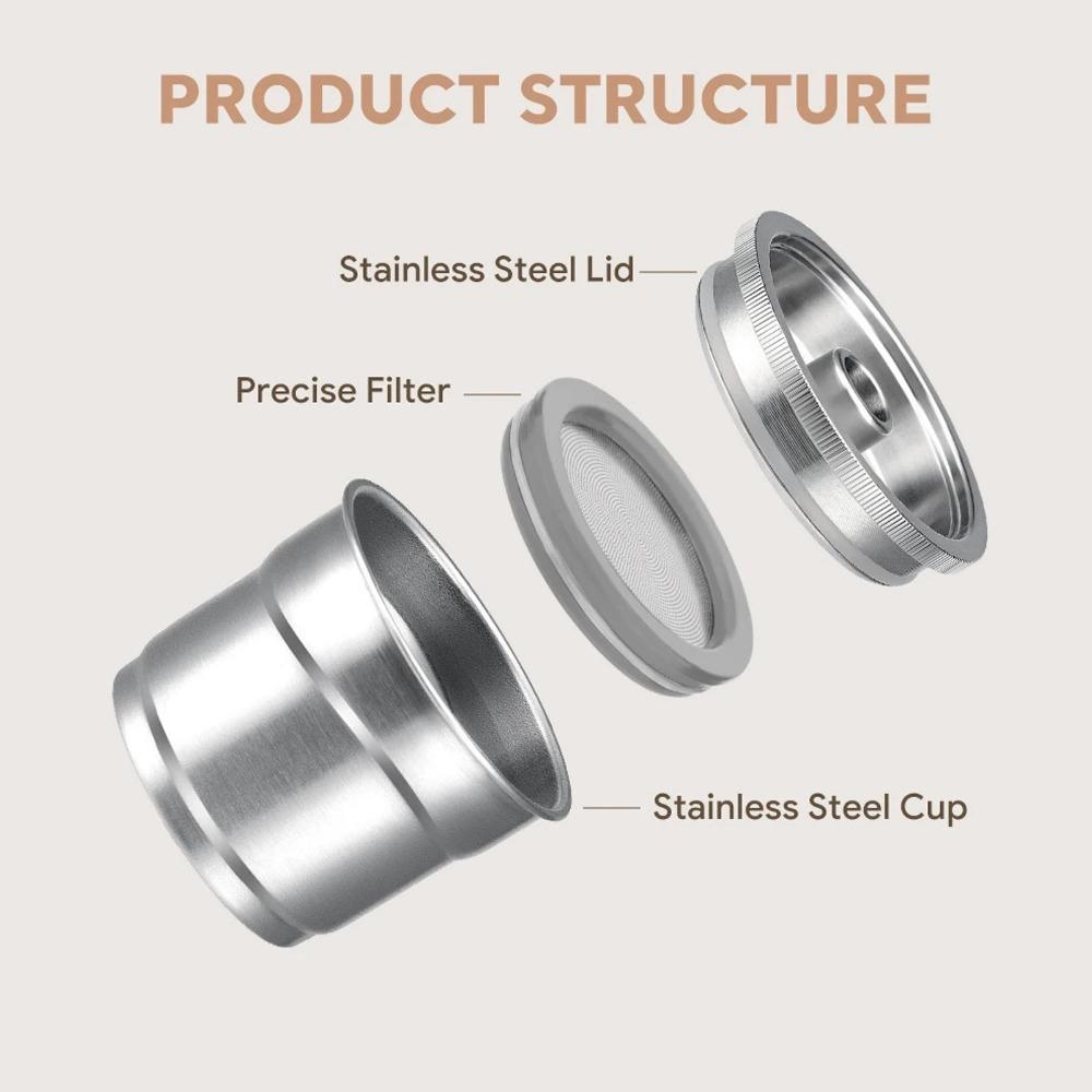 304 Stainless Steel Refillable Coffee Capsule Food Grade Stainless Steel Capsule  For Coffee Maker