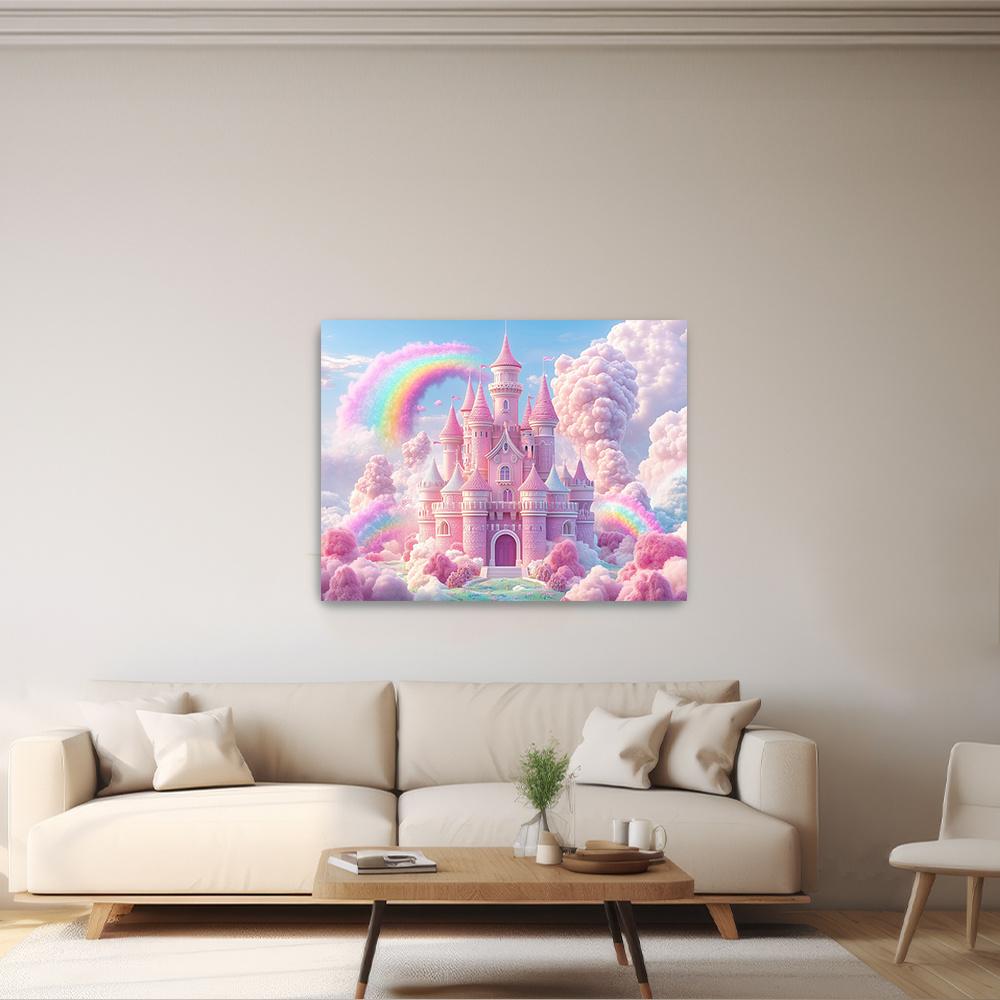 1pc Glam Style Fantasy Rainbow Castle Tapestry, Polyester Hanging Wall Decor for Living Room, Bedroom, Office, Party - No Electr
