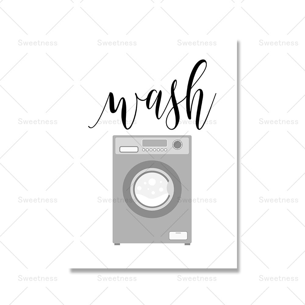 Wash Dry Fold Repeat Laundry Sign Colorful Wall Art Print Canvas Nordic Poster And Print Wall Pictures Utility Room Painting No Frame