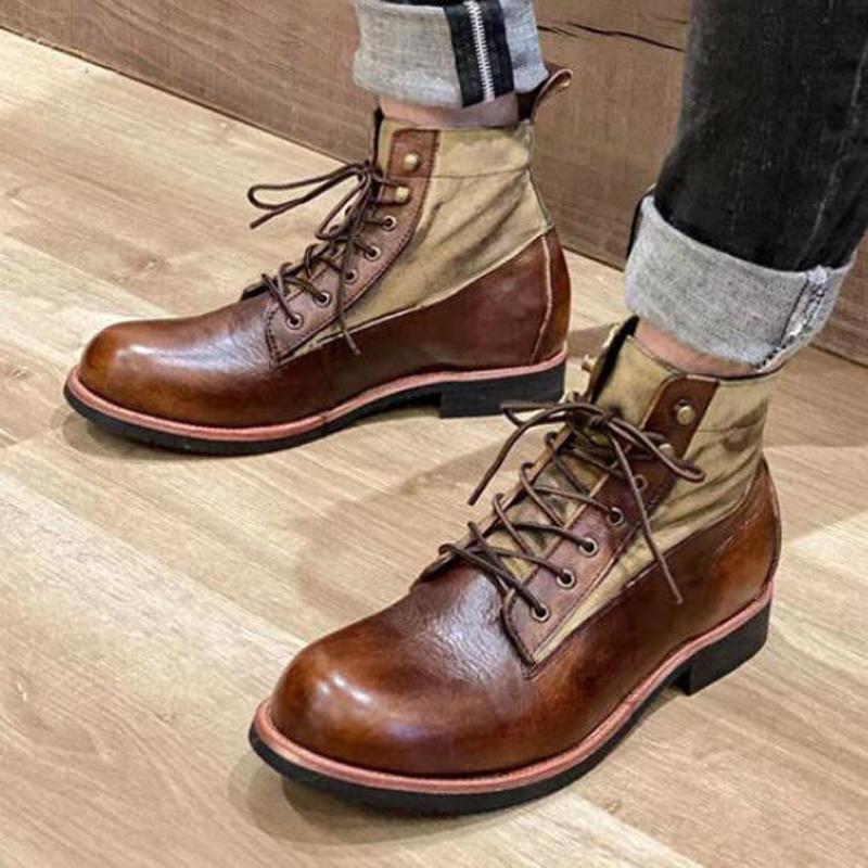 Autumn Winter Retro Military Umbrella Locomotive Short Boots Do Old Ami Khaki Boots with Cotton Botas Moto Buty Motocyk M743