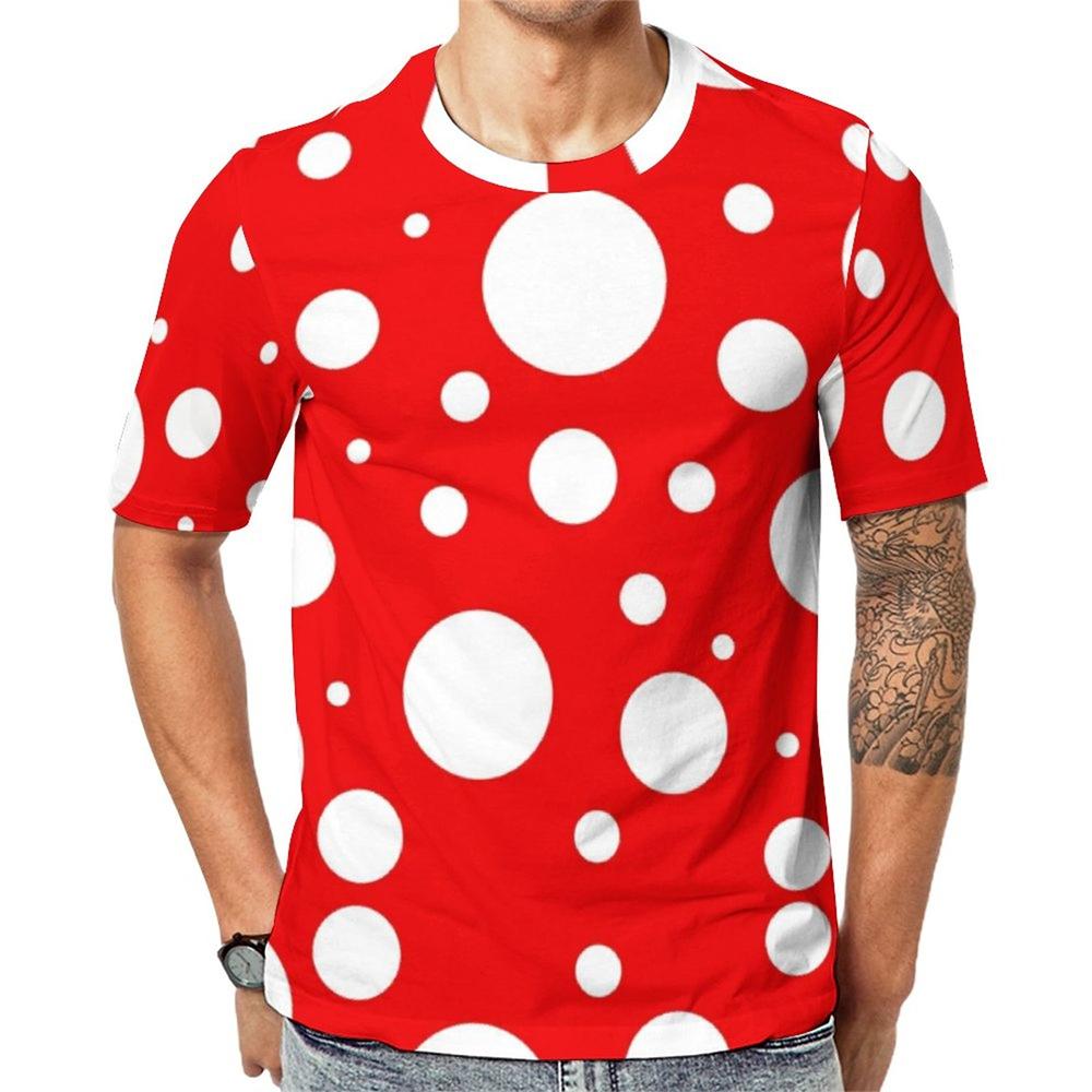 White and Red Polka Dot T-Shirt Couple Vintage Spot Print Y2k Gym T-Shirts Breathable Beach Novelty Tees Design Plus Size Tops S