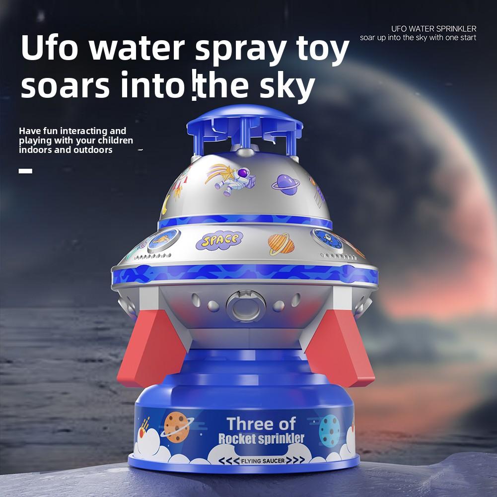 UFO-Shape Water Sprinkler For Kids Spinnings LED-UFO Water-Rocket Sprinkler Toy Adjustable Height Summer Outdoor Play
