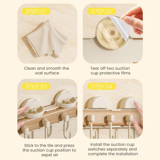 Suction Cup Hook Retractable Design Hanger Strong Load-bearing Simple Installation Bathroom Kitchen Tool Hook Towels Keys Holder