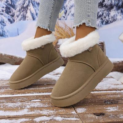 Women's Classic Solid Fluffy Furry Snow Boots 2025 Winter Warm Short Plush Khaki Ankle Boots Casual Thick Bottom Shoes for Woman