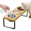 Elevated Cat Bowls with 3 Stainless Steel Bowls | 10° Tilted Anti-Vomiting Raised Cat Food Bowl for Small Cats and Puppies Pet Bowl with Stand