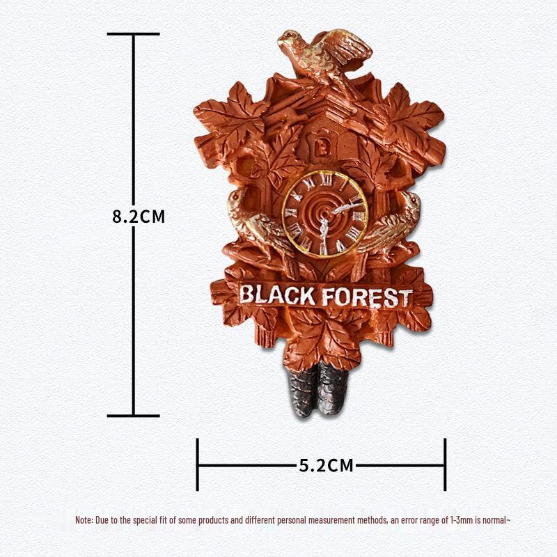 Cuckoo Clock 3D Resin Fridge Magnet: Creative Tourist Souvenir Decoration