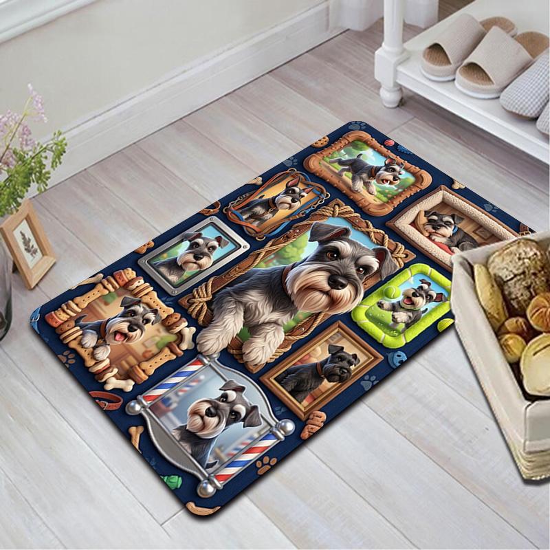 Schnauzer Frames Collage Pattern Rug Floor Mat for Living Room or Bedroom Soft and Comfortable Carpet a Gift for Birthday and Holiday.