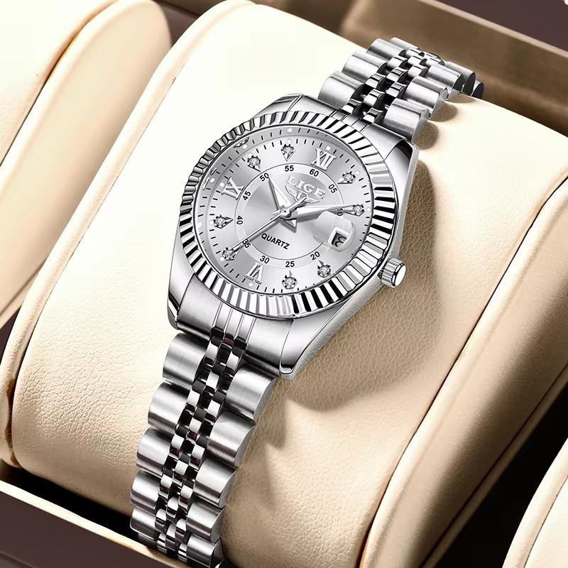 Women Diamond Watches Top Brand Luxury Women's Bracelet Watch Simple Round Waterproof Luminous Quartz Wristwatch