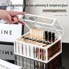 High-End Dustproof Glass Lipstick Storage Rack with Lid, Multi-Layer Design, Large Capacity for Lipstick and Lip Gloss