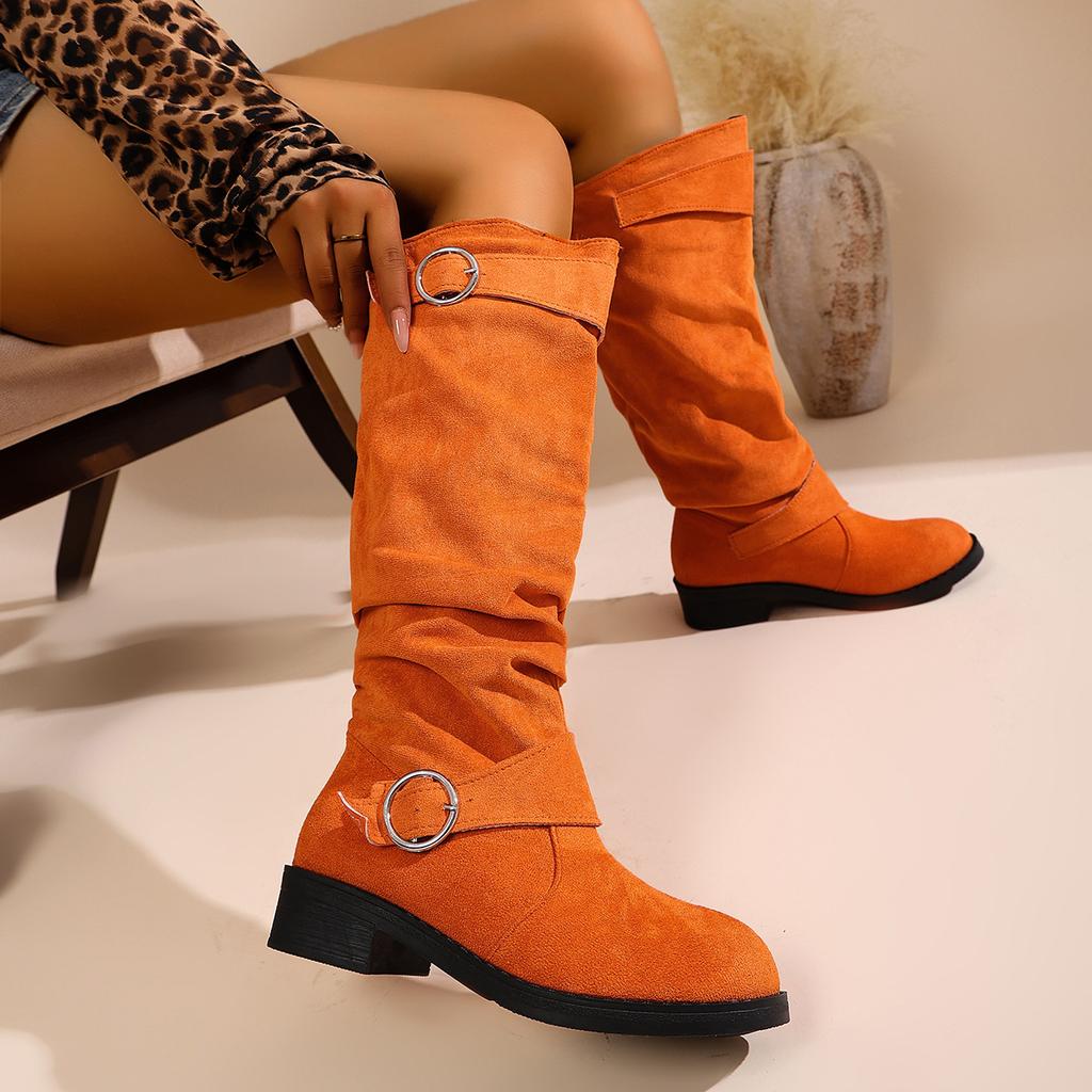 Large Size Women's Boots Autumn and Winter New Fashion Boots British High Top Suede Boots Children's Knee High Boots Knight Boot