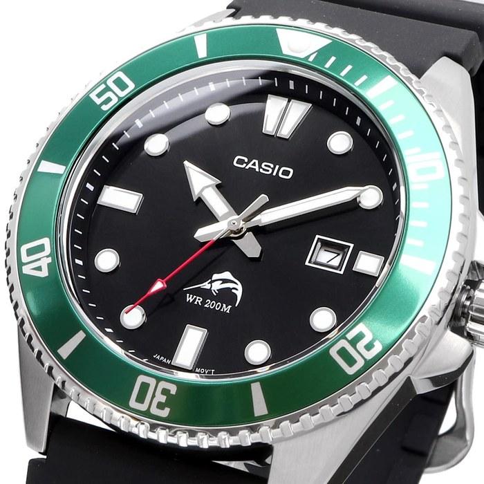 Casio MDV-106B-1A3V Diver Watch, Green Bezel, Men's