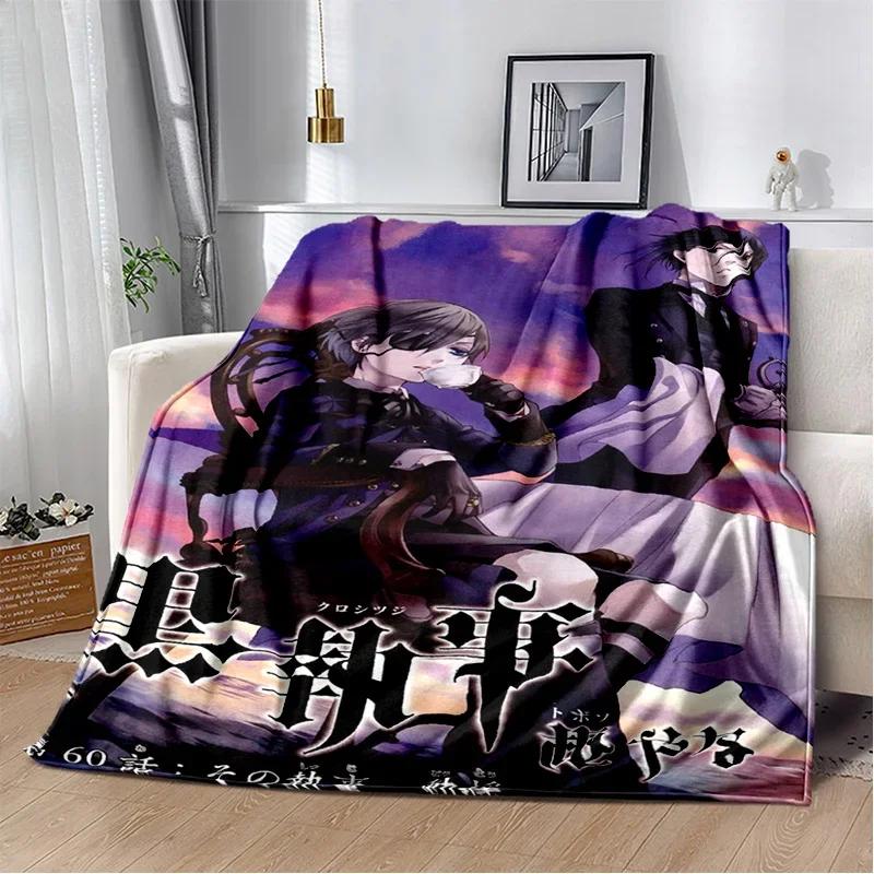 3D Anime Black Butler Cartoon Blanket,Soft Throw Blanket for Home Bedroom Bed Sofa Picnic Travel Office Rest Cover Blanket Kids