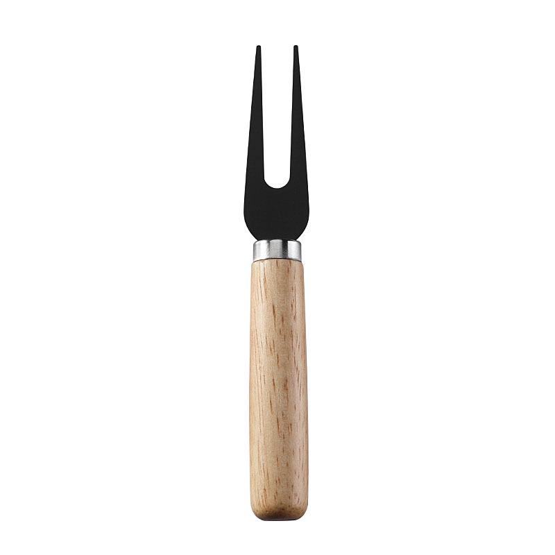 

In-Stock Stainless Steel Black Cheese Knife with Rubber Wood Handle for Western Tableware, Includes Fork, Spatula, and Butter Scraper.