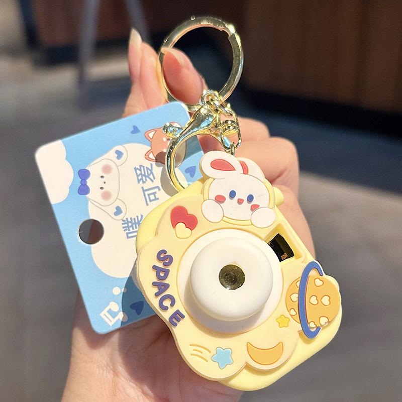Cute Bunny Projection Camera Keychain Creative Girl Heart Exquisite Bag Pendant Cute Cartoon Keyring