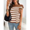 Summer New Women's Round Neck Top Knitted Casual Striped Sweater