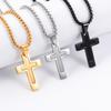 Fashion Hip Hop Stainless Steel Classic Punk Pray Cross Pendant for Men Women Silver/Gold Color Box Chain Jewelry Gifts