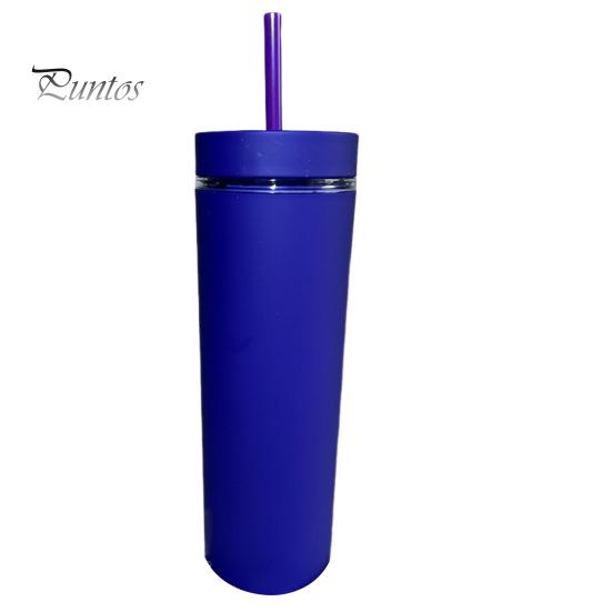 

500 мл узкий стакан с крышкой и трубочкой двойной стенки непроливайка стаканы без бисфенола А термоизолированная кружка для путешествий холодный кофе многоразовая вечеринка 500ML темно-синий