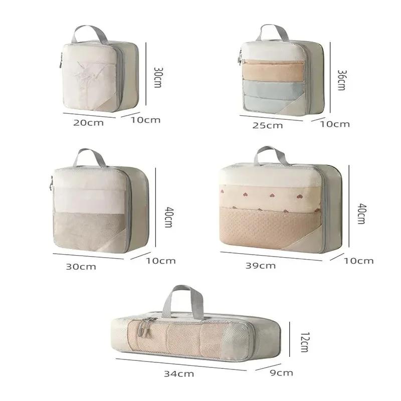 Travel Storage Bag Compressible Packing Cubes Carry on Travel Suitcase Luggage Organizer Foldable Waterproof Handbag Travel Bag