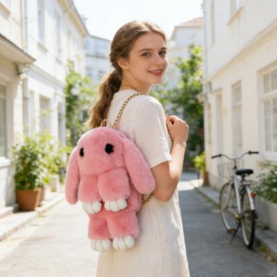 Cartoon Rabbit Shaped Crossbody Bag Fur Rabbit Soft Faux Shoulder Bag Fluffy Cute Bunny Sling