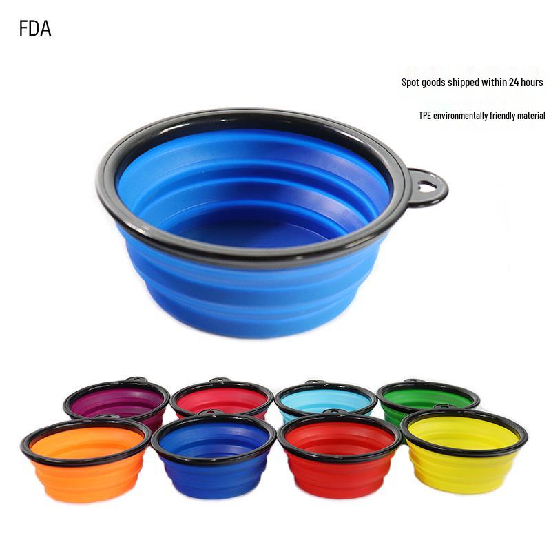 Portable Pet Folding Bowl for Dogs: Outdoor Travel Dish with Buckle