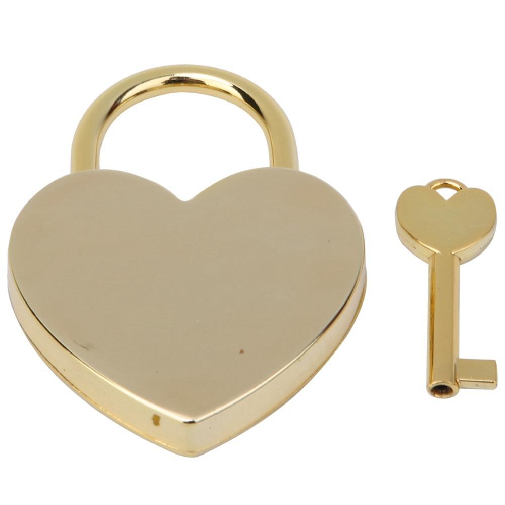 1pcs Couple Vintage Style Heart Padlock Gold Tone Heart Shaped Love Lock Metal Padlock Craft Supplies