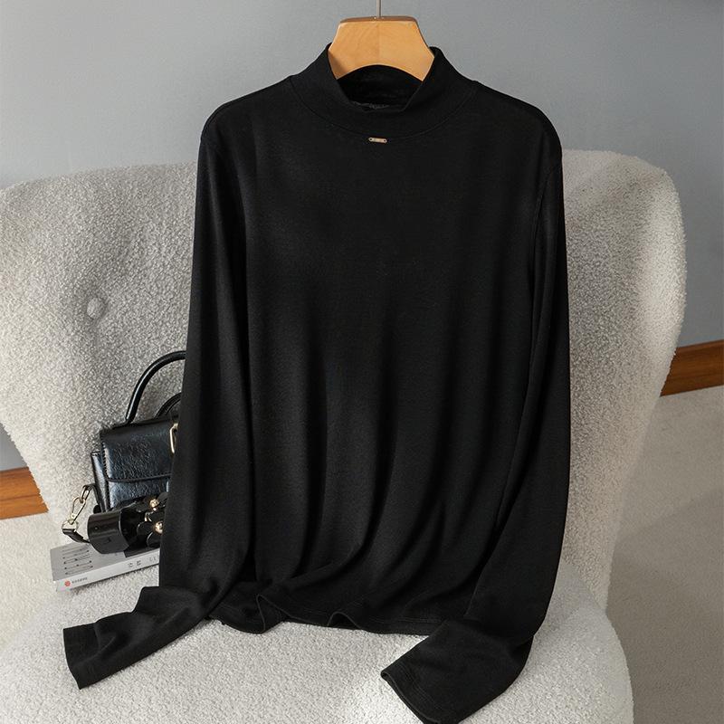 

Женский вязаный свитер с полувысоким воротником из шелка и шерсти Пуюань 2025 - Теплый, элегантный осенне-зимний стиль Small