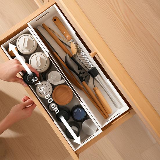 Expandable Storage Box Drawer Organizer with Dual Handles Adjustable 11"-20" Drawer Divider Storage Box for Bedroom Kitchen Closet