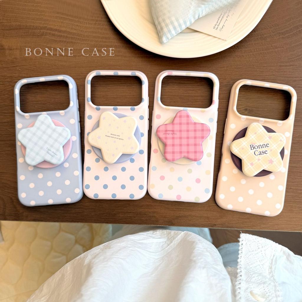 Star Magnetic Suction Bracket Is Suitable for Apple 17promax Soft Film Iphone16 Mobile Phone Case 15 Contrasting Color Polka Dot 13