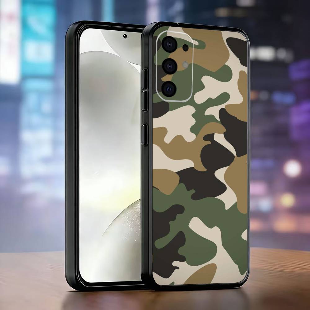 F-Fashion C-Camouflage Phone Case Black Silicone Soft For Samsung S25,S24,S21,S22,S23,S30,Ultra,S20,Plus,Fe,Lite