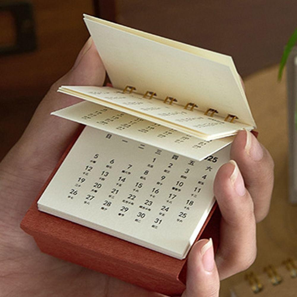 Thick Paper Mini Desktop Calendar Creative Standing Flip Calendar  Office Ornaments