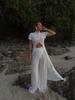 White Lace High Neck Short Sleeve Top and Wide Leg Pants Set