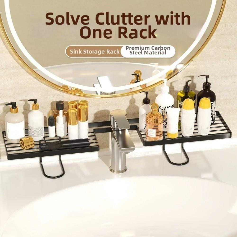 Water Drainage Bathroom Storage Rack Carbon Steel Sink Drying Rack Cosmetics Organizer  Bathroom