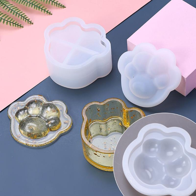 Flexible Sturdy Silicone Epoxy Resin Castes Mould Dog Paw Shaped Tray Dishes Mould for Craft and Home Decoration