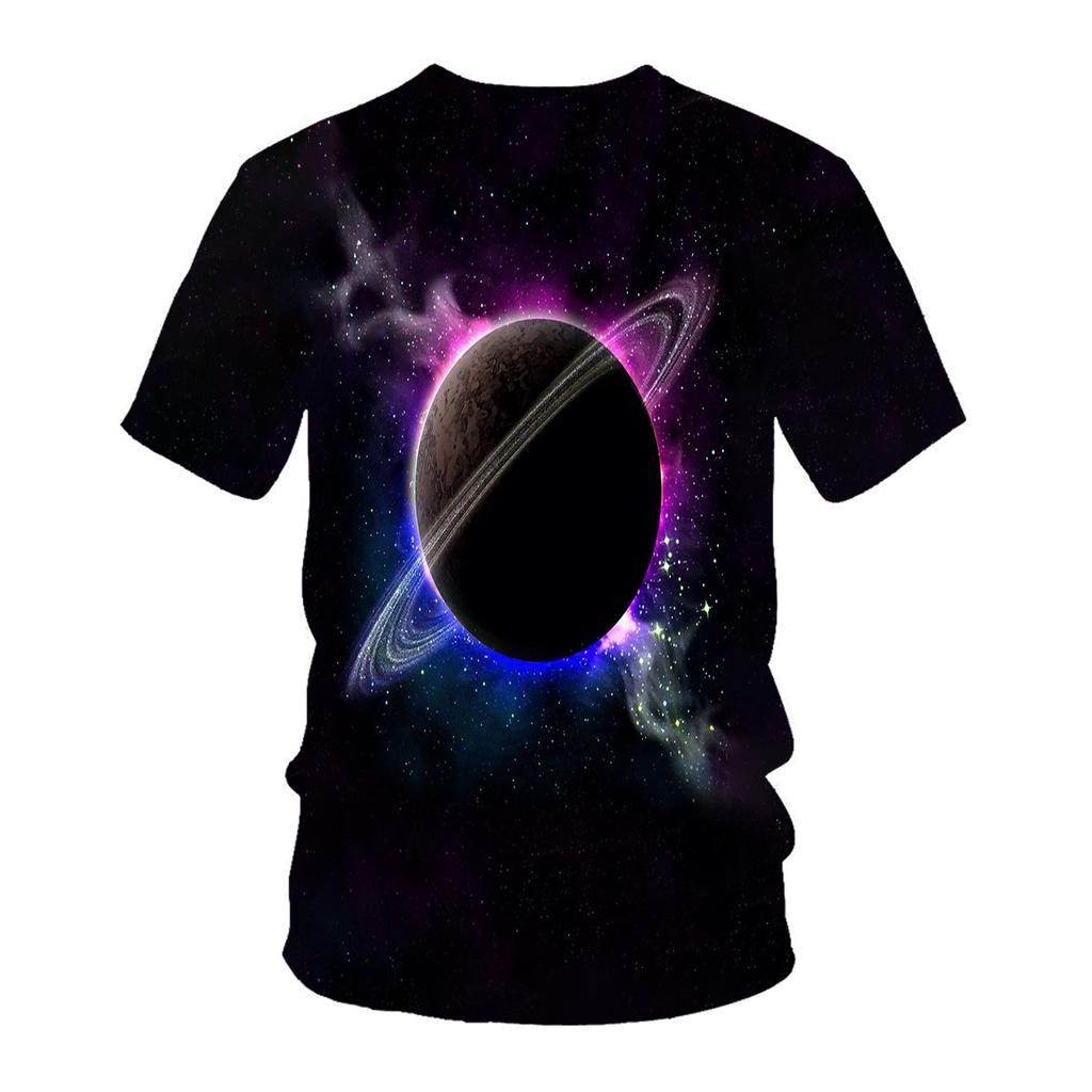 Cosmic Starry Sky Print T-Shirt Crew Neck Short Sleeve Top Fashion T-Shirts Men’s