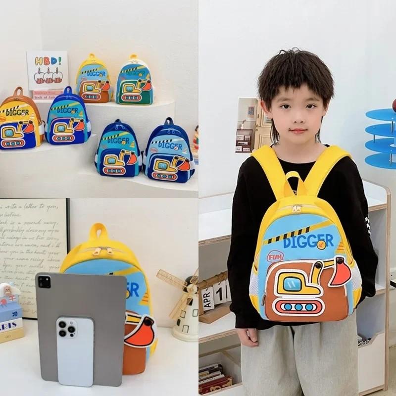 Excavator Backpack Adjustable Shoulder Strap Bag Childrens Vehicle Engineering