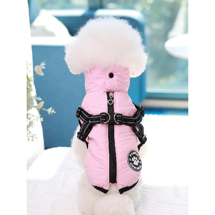 Comes with a Traction Ring, Pet Coat, Jacket, Three-layer Thick Warm Dog Clothing, Autumn and Winter Waterproof Fabric, Small an