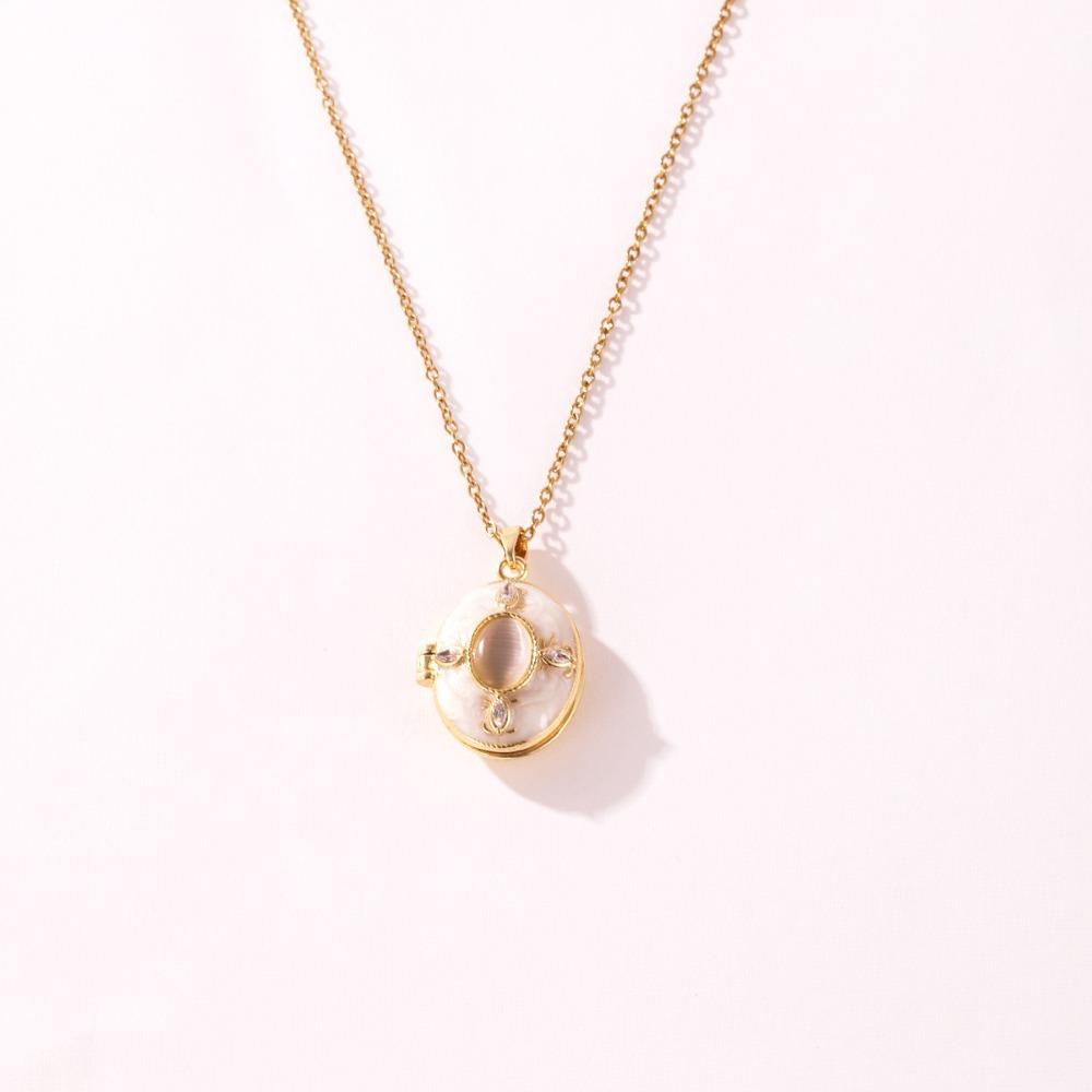 Brass Photo Locket Pendant Necklace Non-Fading Locket Necklace For Jewelry Gifts