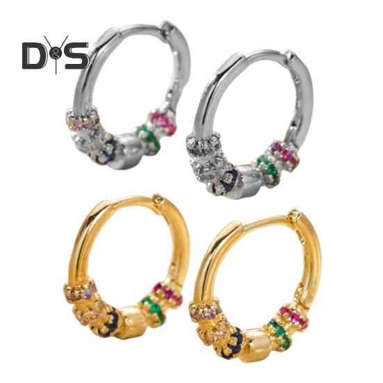 1 Pair Women Huggie Earrings Polished Colorful Flower Cubic Zirconia Small Ear Hoop Lightweight Metal Ear Jewelry for Daily Wear Dating Party