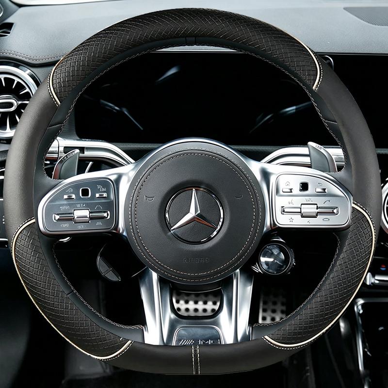 Coprivolante Auto Cucito a Mano con Segno Rosso per Mercedes Benz AMG CLA CLS GLB GLE W177 W167 R190 W205 W222 Interni Auto in Camoscio