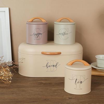 4x Sugar Coffee Tea Jars Bins Stylish Bottles Multiuse Keep Goods Fresh Bread Box Set for Kitchen