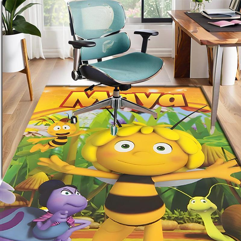 Maya the Bee Pattern Rug, Indoor/Outdoor Mat, for Picnic, Gameroom, Bedroom, Office, Living Room, Home Decor Carpet, Birthday Gift