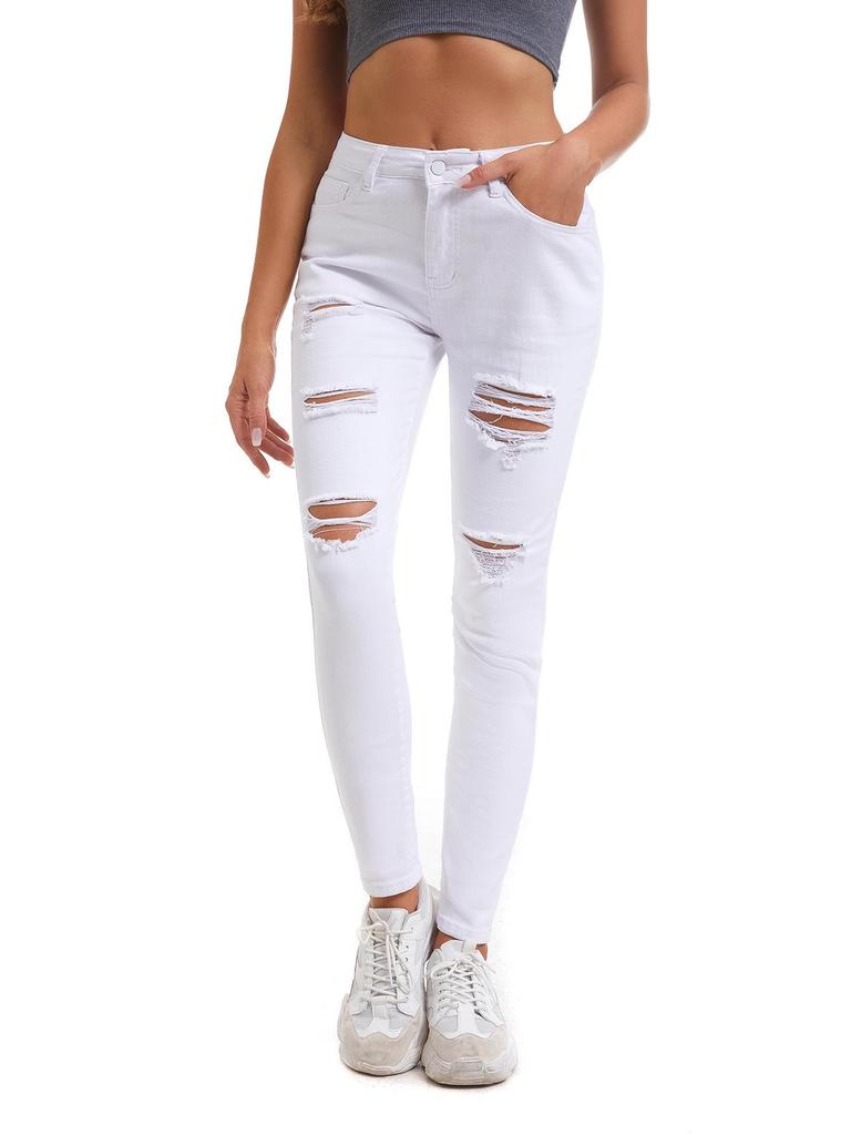 High Waist Slim Fit Black Women's Elastic Jeans