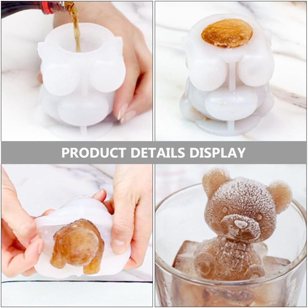 Cute 3D Bear Shape Silicone Ice Cube Mold Ice Grinder Ice Cream Making Molds Cold Drink Coffee DIY Tools for Home Use