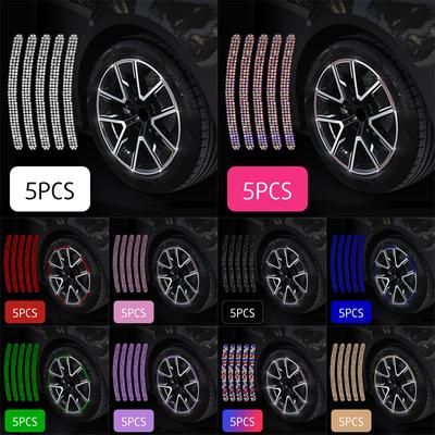 5ks Diamond Reflexní nálepka na ráfky na auto Noční bezpečnostní výstražný proužek Motocykl Auto Dekor Nálepky na náboj kola
