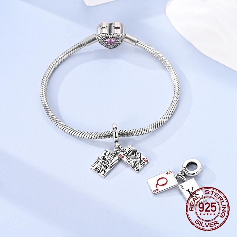 Playing Cards Charms Bead Copper Spades K Hearts Q Dangle Pendant Fit Bangle Bracelet Necklace Diy Jewelry
