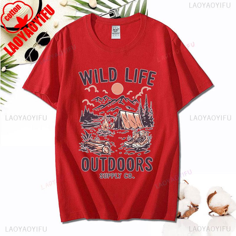 Love Camping I Hate People Vintage Funny T-Shirt Unisex Tees Camping Hiking Short Sleeve Tops Camper Gift Cotton O-Neck T-Shirt